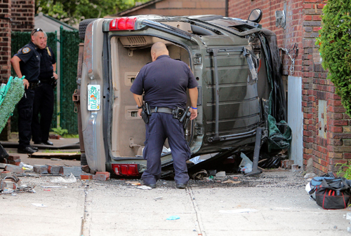 ‘Gate crasher! One dead as vehicle collides with two buildings