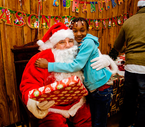 Guilded Christmas: Santa stops by Free Mason club