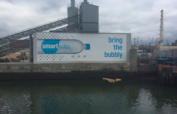 Smartwater advertising on filthy Gowanus Canal