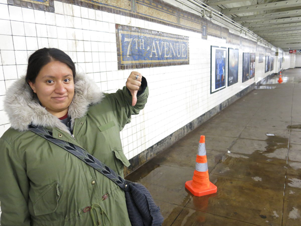 MT-spray! Gross water is flowing out of 7th Ave. station walls