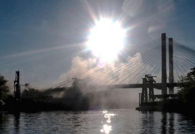 Out with a bang: Officials finally blast away old Kosciuszko Bridge