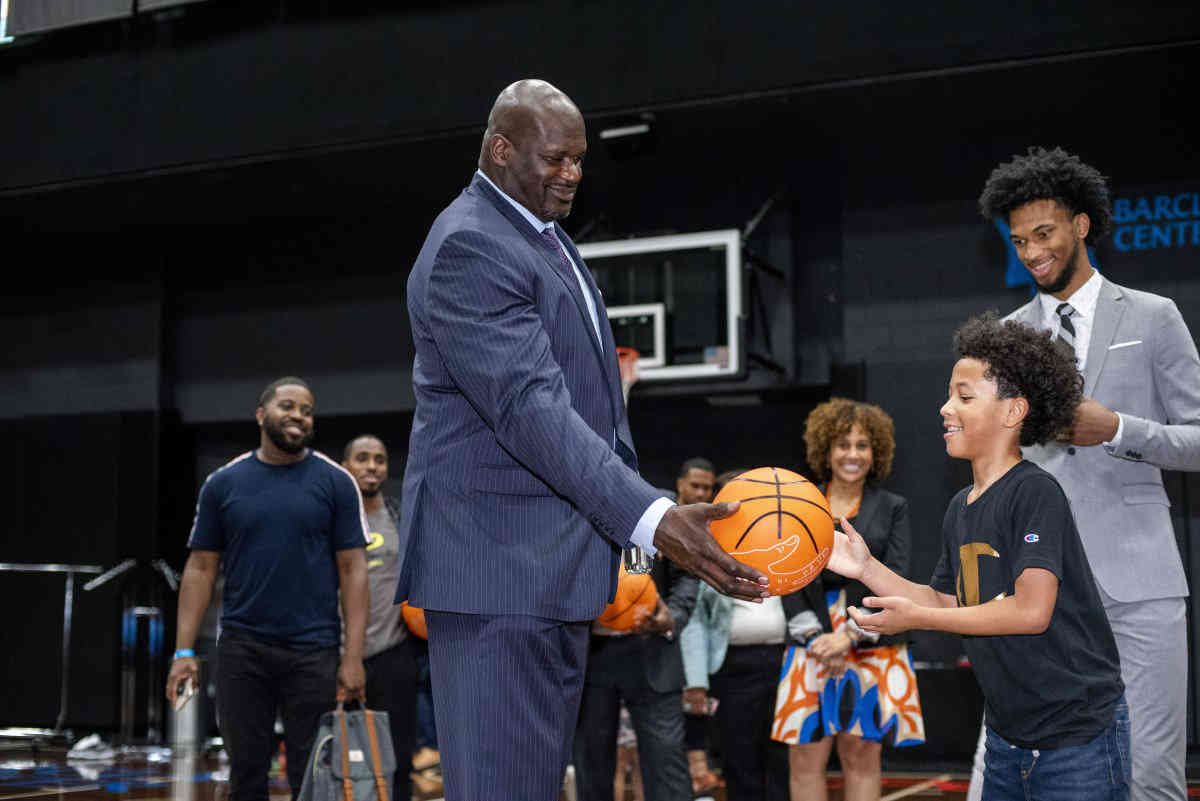 Shaquille O’Neal treats kids to suits and basketball skills at Barclays Center