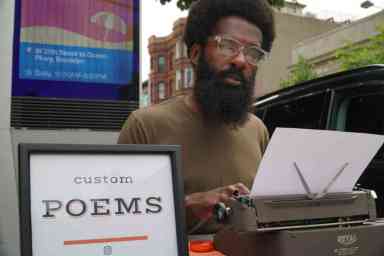 Busking bard: Author sells custom poetry on the streets of Park Slope