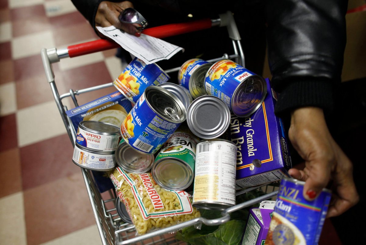 Food pantry items are seen at the Food Bank For New York City Community Kitchen & Food Pantry of West Harlem in New Yor