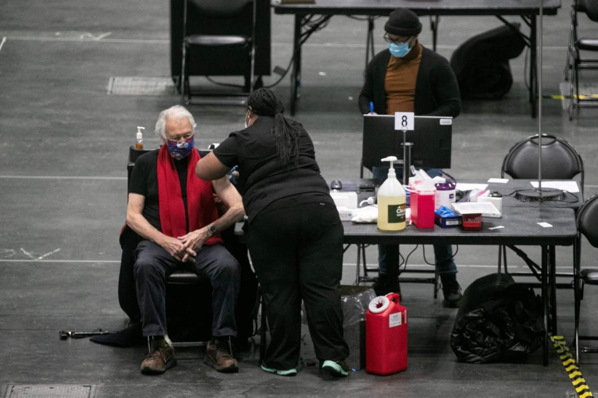 Man receives COVID-19 vaccine in New York City