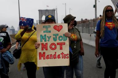 New York City protest againts COVID-19 vaccination mandate for teachers and staff in New York City School System