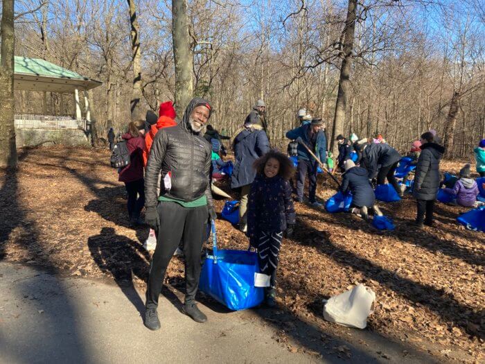Nearly 100 volunteers spent the day cleaning up Brooklyn's biggest park. Photo by Marcia Williams/Prospect Park Alliance.