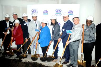 Pols gather at the groundbreaking ceremony for the expanded Bay Ridge Center.