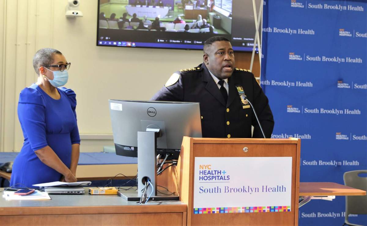 police officer at health+hospitals gun violence panel
