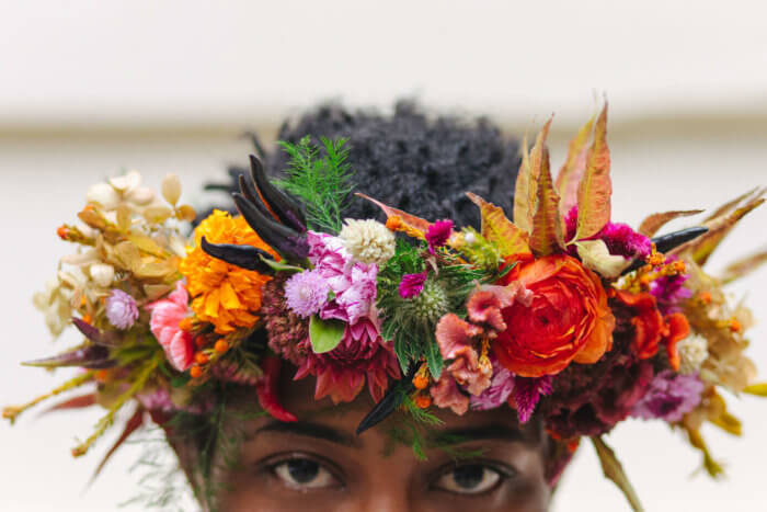 Flower crown from Brooklyn Blooms, a Black-owned business 
