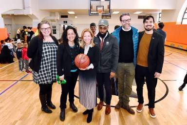 people in new red hook recreation center gym