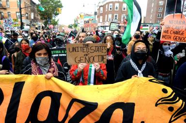 An estimated 50,000 showed up to a pro- Palestine rally in Bay Ridge on Oct. 21