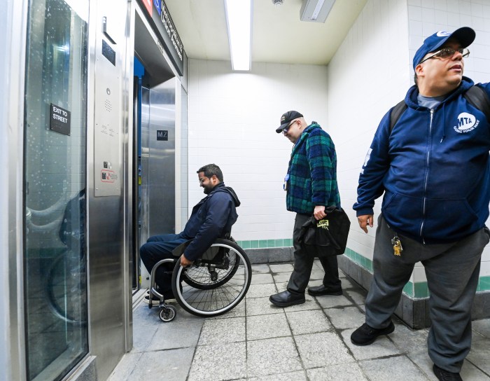 man trying subway elevator