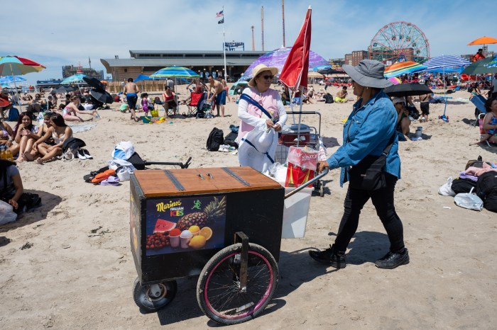 ice cream seller on coney island boardwalk