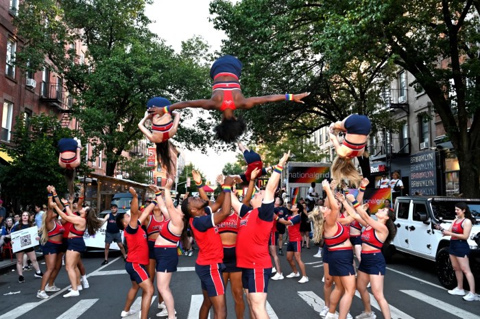 cheer team at brooklyn pride