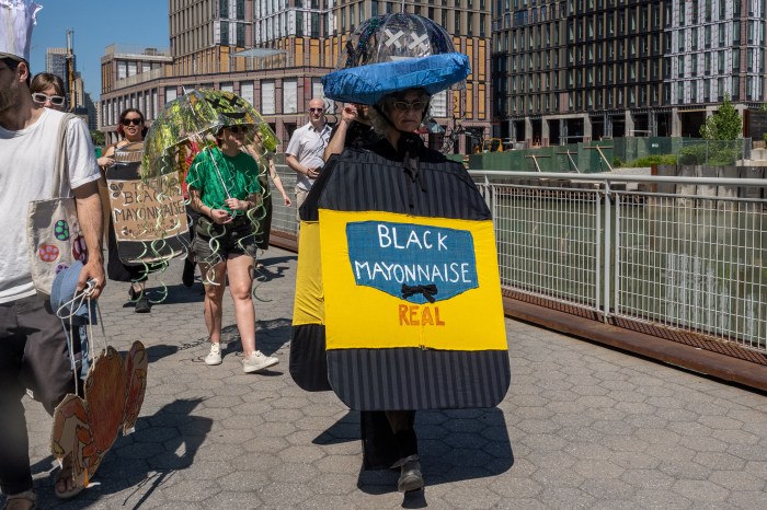 black mayonnaise costume at gowanus art parade