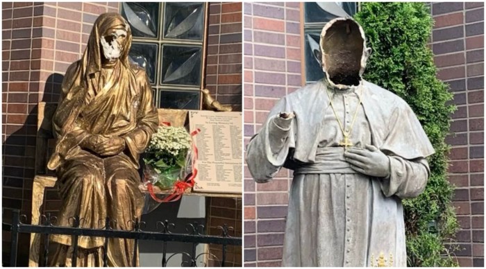 statues vandalized at Bensonhurst church