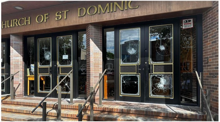 smashed glass in bensonhurst church