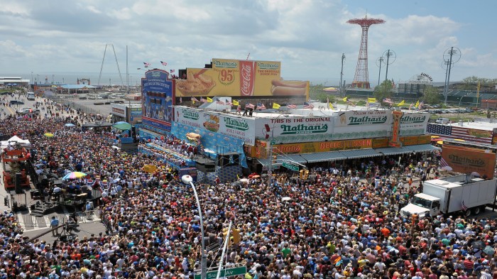 crowd at nathan's hot dog eating contest